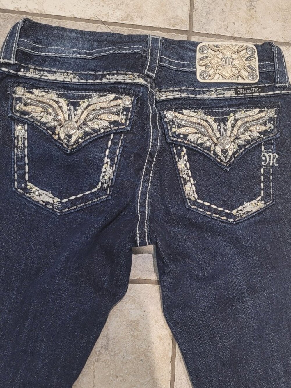 Miss Me Rhinestones Jeans**Mid Rise**Easy Boot**